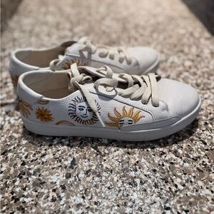 Soludos White and Yellow Embroidered Sneakers